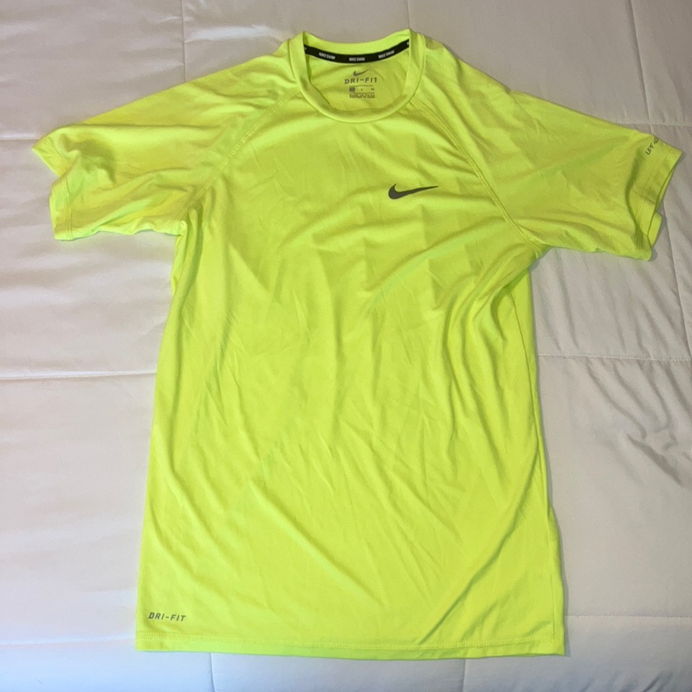 Nike Bright Yellow Dri-Fit Swim Shirt, Small (men’s)